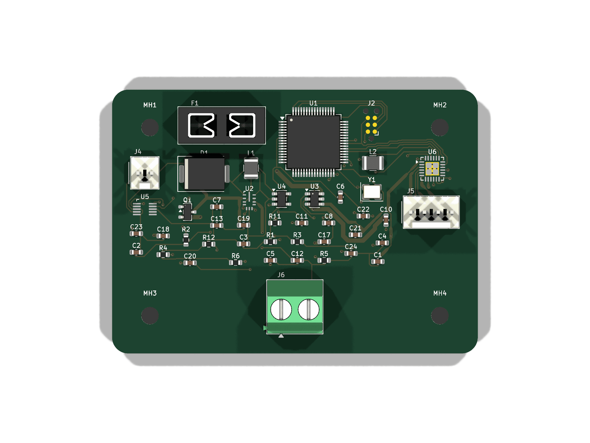 Thermo PCB, straight top-down view with silkscreen references visible